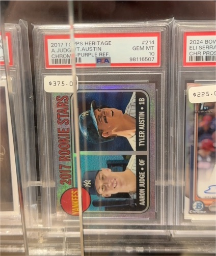 2017 Topps Heritage #214 Aaron Judge/Tyler Austin Chrome Purple Refractor — front