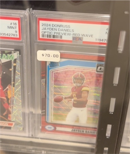 2024 Panini Donruss #389 Jayden Daniels Optic Preview Red Wave Rookie — front