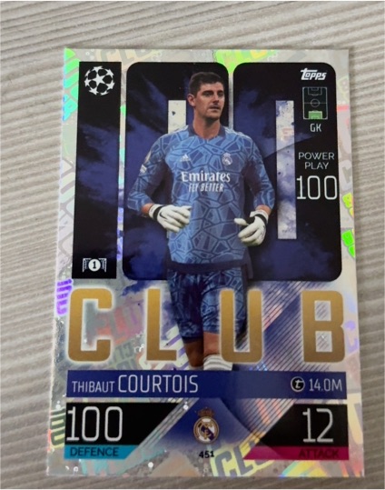2022-23 Topps Match Attax #451 Thibaut Courtois 100 Club — front