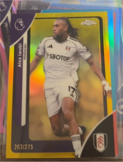 2025-26 Topps Chrome Premier League #267 Alex Iwobi Yellow Refractor — front