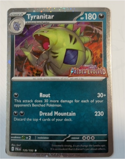 2023 Pokémon Paldea Evolved #135 Tyranitar — front