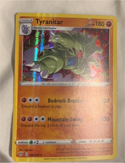 2020 Pokemon TCG Darkness Ablaze #088 Tyranitar — front