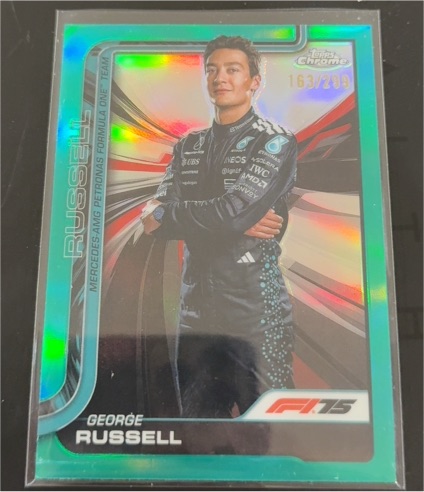 2025 Topps Chrome Formula 1 #163 George Russell Teal Refractor — front