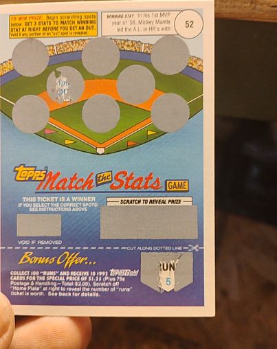 1991 Topps Match the Stats #52 Mickey Mantle — front