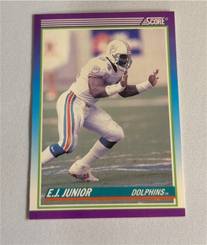 1990 Score #494 E.J. Junior Miami Dolphins — front