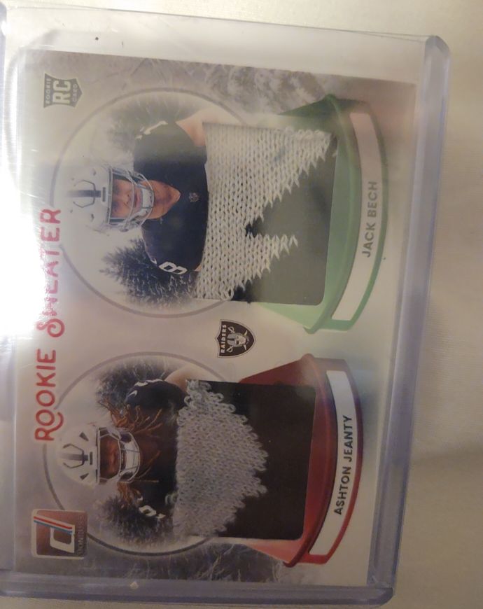 2025 Panini Donruss #SWED-LV Ashton Jeanty & Jack Bech Rookie Sweater Dual — front