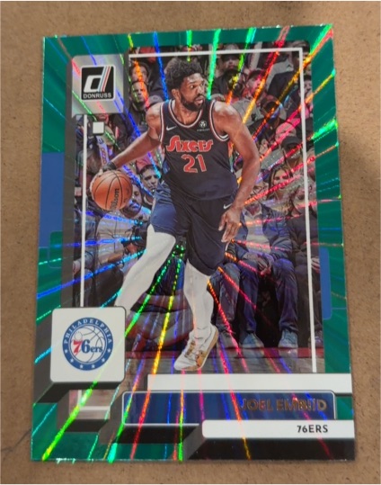 2022-23 Panini Donruss #21 Joel Embiid Green Laser — front