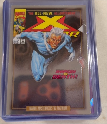 2024 SkyBox Marvel Masterpieces '92 Platinum Variant Cover #71-V Quicksilver — front