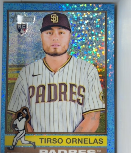 2025 Topps Heritage High Number #631 Tirso Ornelas Chrome Light Blue Sparkle Rookie — front