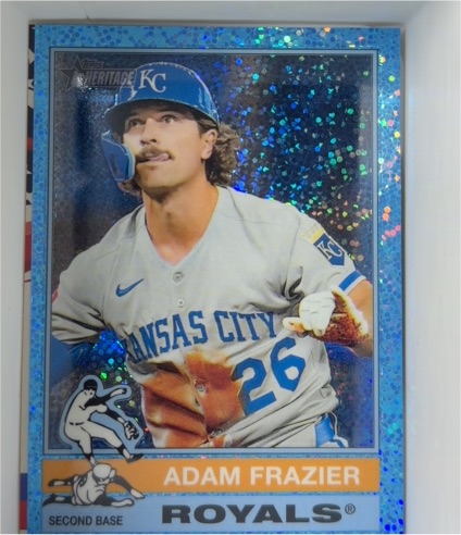 2025 Topps Heritage #606 Adam Frazier Chrome Light Blue Sparkle Refractor — front