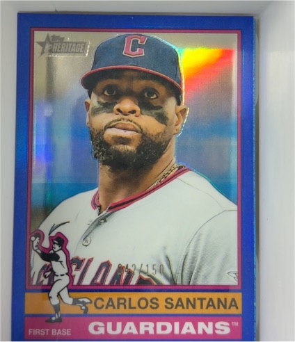 2025 Topps Heritage #233 Carlos Santana Chrome Refractor — front