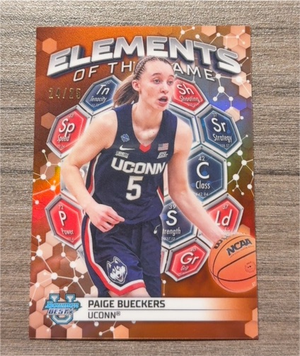 2023 Bowman Best Elements of the Game Orange Refractor /25 Paige Bueckers — front