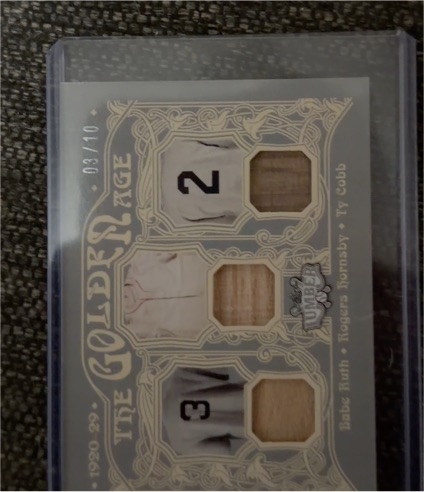 2025 Leaf Lumber The Golden Age Triple Bat Relic #03/10 Babe Ruth Rogers Hornsby Ty Cobb — front