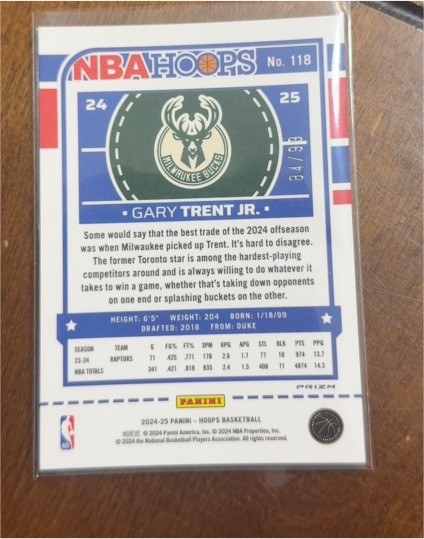 2024-25 Panini NBA Hoops #118 Gary Trent Jr. — front