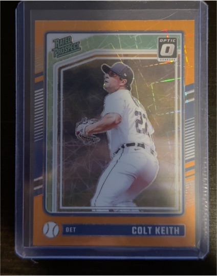 2024 Donruss Optic Rated Prospects Orange Velocity Prizm #153 Colt Keith — front