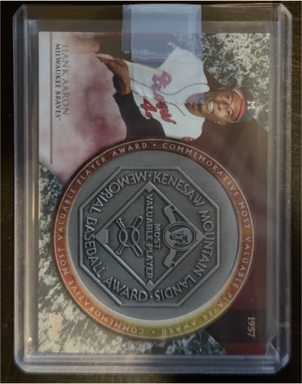 2017 Topps Update #MVPR-HA Hank Aaron MVP Award Medallion Milwaukee Braves — front