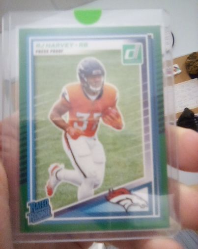 2025 Panini Donruss #312 RJ Harvey Rated Rookie Green Press Proof — front