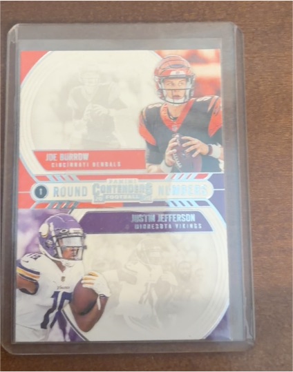 2020 Panini Contenders Round Numbers #RN-BJ Joe Burrow / Justin Jefferson — front