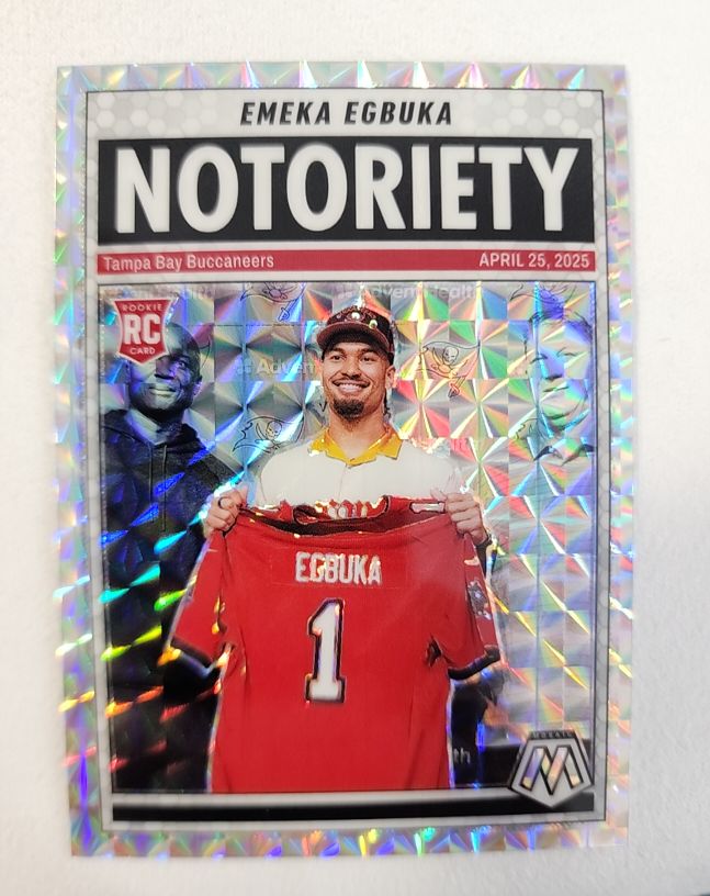 2025 Panini Mosaic #16 Emeka Egbuka Notoriety Silver Mosaic Prizm — front