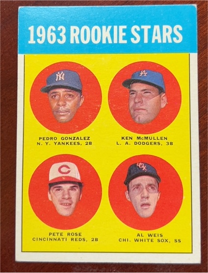 1963 Topps #537 Rookie Stars Pedro Gonzalez Ken McMullen Pete Rose Al Weis — front