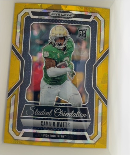 2025 Panini Prizm Draft Picks #15 Xavier Watts Student Orientation Gold Ice — front