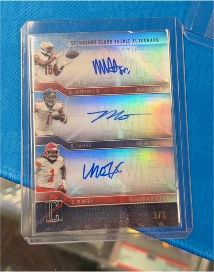 2023 Bowman Best U Triple Autograph #TA-MHM Marvin Harrison Jr./M. Egbuka/M. McCord — front