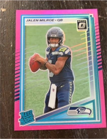 2025 Panini Donruss Optic #307 Jalen Milroe Rated Rookie Pink Prizm — front