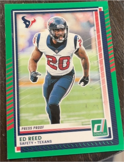 2025 Donruss #176 Ed Reed Press Proof Green Houston Texans — front