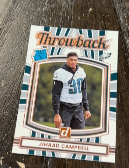 2025 Panini Donruss #1 Jihaad Campbell Rated Rookie Throwback — front