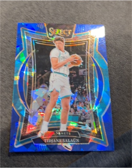 2024-25 Panini Select #95 Tidjane Salaun Blue Cracked Ice Prizm Rookie Card — front