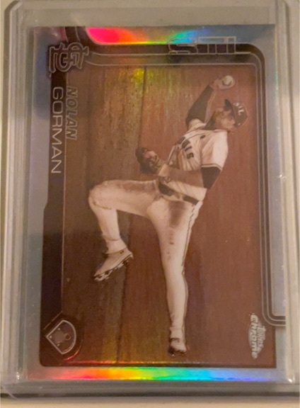 2025 Topps Chrome #80 Nolan Gorman Sepia Refractor — front