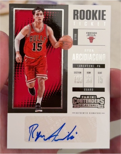 2017-18 Panini Contenders #ST-AD Ryan Arcidiacono Rookie Ticket — front