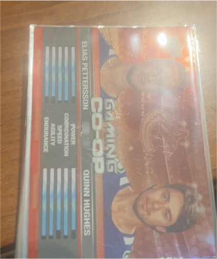 2024-25 Upper Deck Series 1 Gaming Co-Op #CGO-3 Elias Pettersson, Quinn Hughes — front