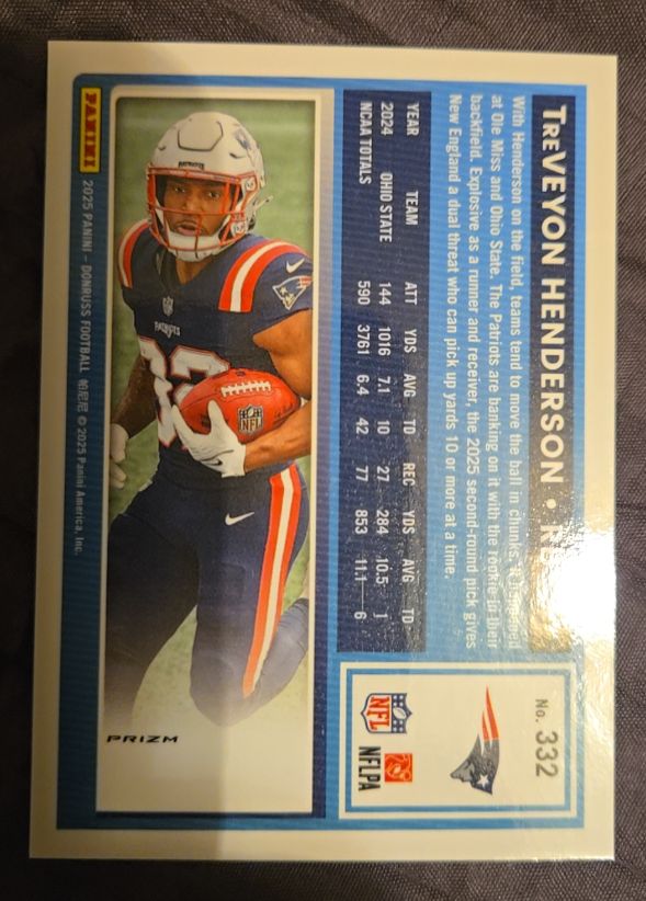 2025 Panini Donruss #332 TreVeyon Henderson — front