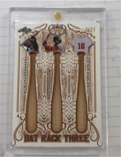 2021 Leaf Lumber Bat Rack Three Fernando Tatis Jr./Ronald Acuna/Victor Robles #BR3-25 — front