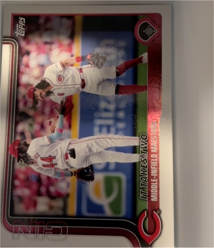 2025 Topps #295 It Takes Two: Middle-Infield Maestros Elly De La Cruz / Jonathan India — front