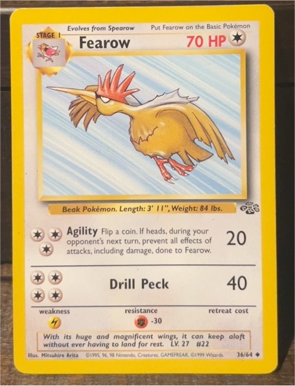 1999 Pokémon Jungle #36 Fearow — front