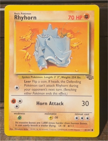 1999 Pokemon Jungle #61 Rhyhorn — front