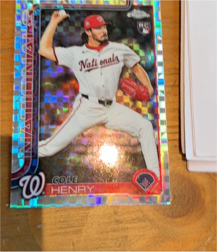 2025 Topps Chrome Update #USC72 Cole Henry X-Fractor Rookie Card — front