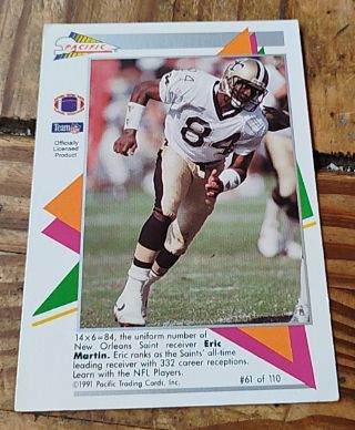 1991 Pacific Flash Cards #61 Eric Martin — front