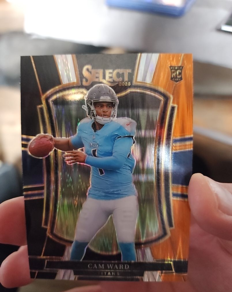 2025 Panini Select #126 Cam Ward Premier Level Red & Blue Shock Rookie Titans — front