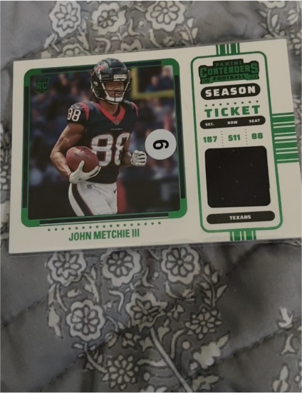 2022 Panini Contenders #RSV-JME John Metchie III Rookie Season Ticket Patch — front