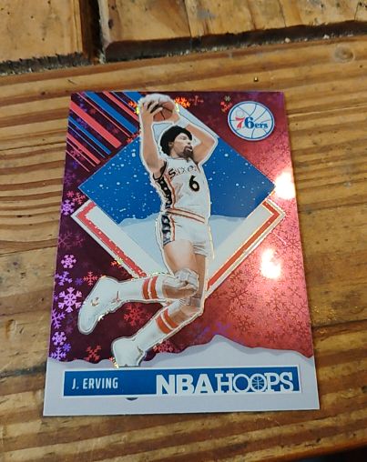2024-25 Panini NBA Hoops #300 Julius Erving Winter Purple Prizm — front