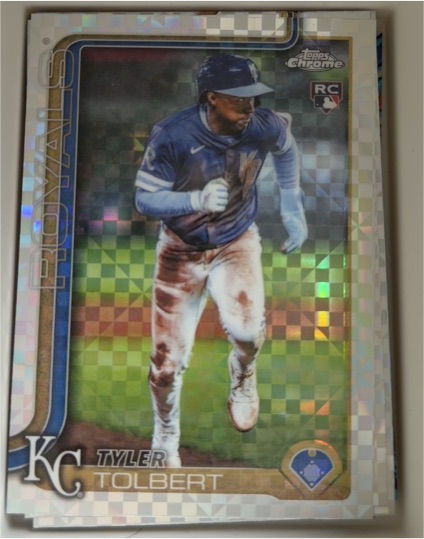2025 Topps Chrome Update #USC98 Tyler Tolbert X-Fractor RC — front