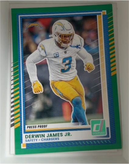 2025 Panini Donruss #130 Derwin James Jr. Press Proof Green — front