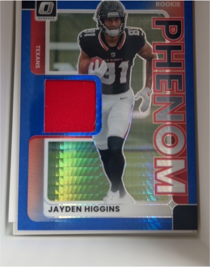2025 Panini Donruss Optic #RPBH-JHS Jayden Higgins Rookie Phenom Patch — front