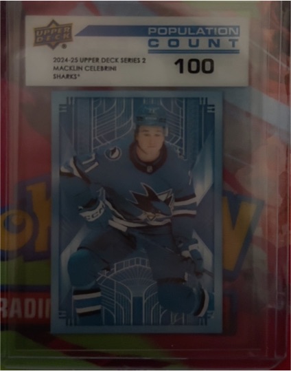 2024-25 Upper Deck Series 2 Population Count #PC-100 Macklin Celebrini — front