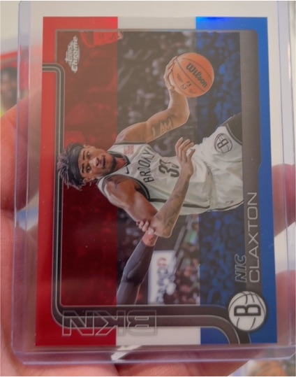 2025-26 Topps Chrome #27 Nic Claxton Red White and Blue Refractor — front