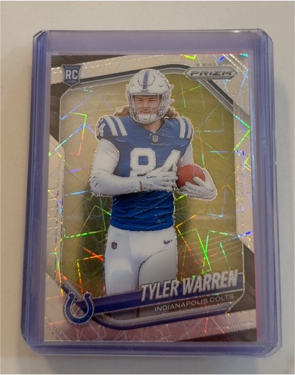 2025 Panini Prizm Football #339 Tyler Warren Silver Lazer Rookie RC Colts — front