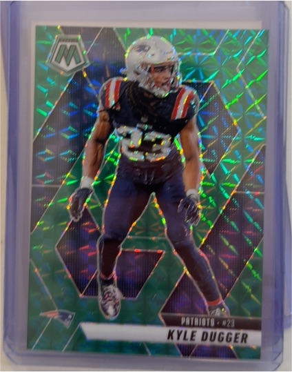 2025 Panini Mosaic #49 Kyle Dugger Green Mosaic Prizm New England Patriots — front